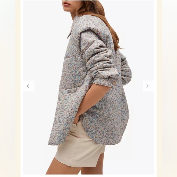 Mango quilted ditsy floral print jacket in light blue NWOT - Picture 2 of 16